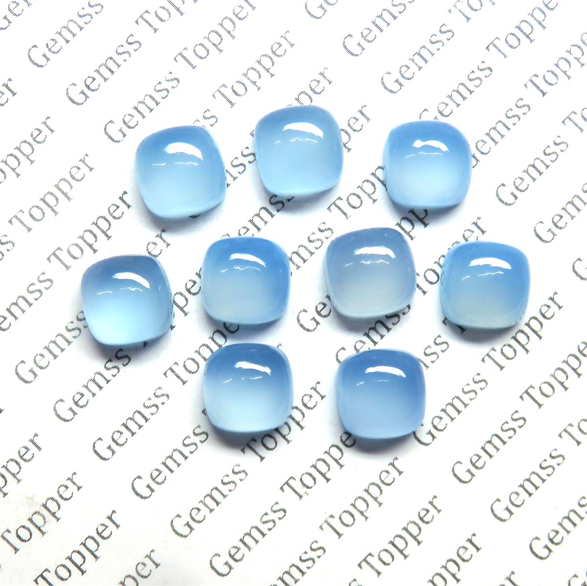 Turkish Blue Chalcedony 8x8 mm Cushion Cabochon